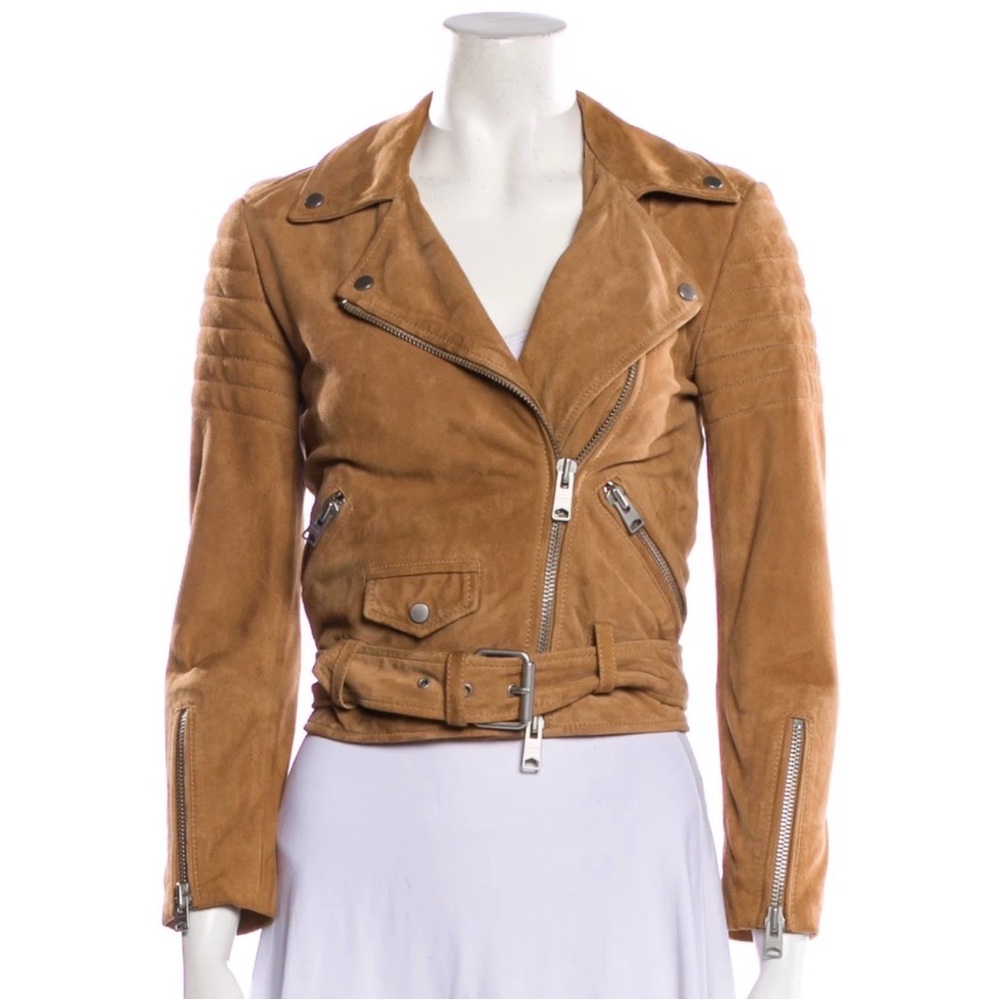 All Saints Tan Suede Biker Jacket